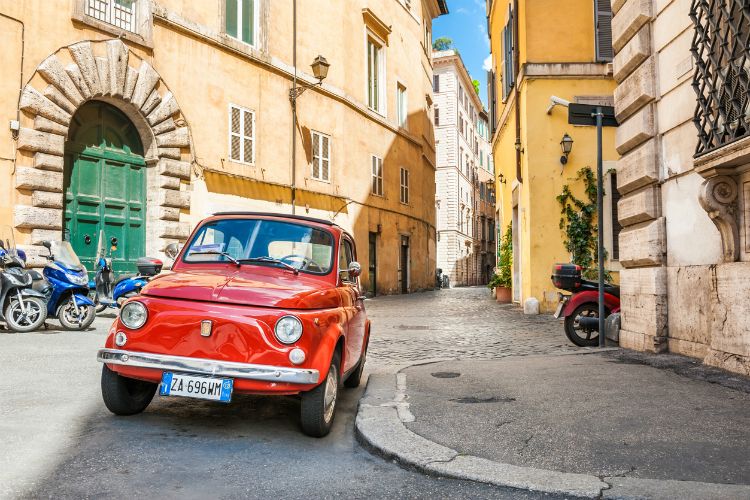 Red vintage Fiat 500 