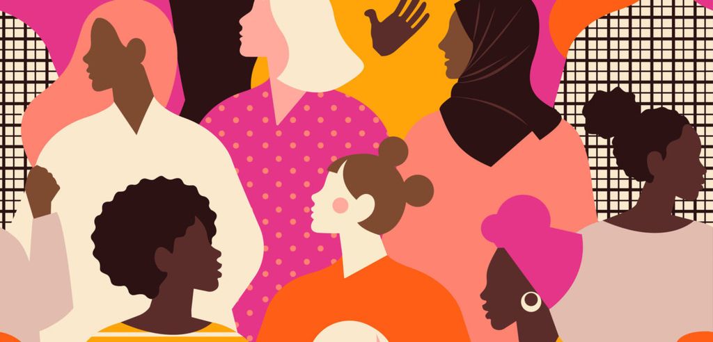 Female diverse faces of different ethnicity seamless pattern. Women empowerment movement pattern. International women's day graphic in vector.