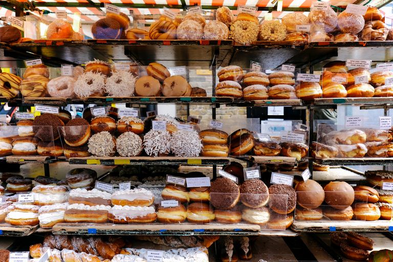 Doughnuts on a market stall