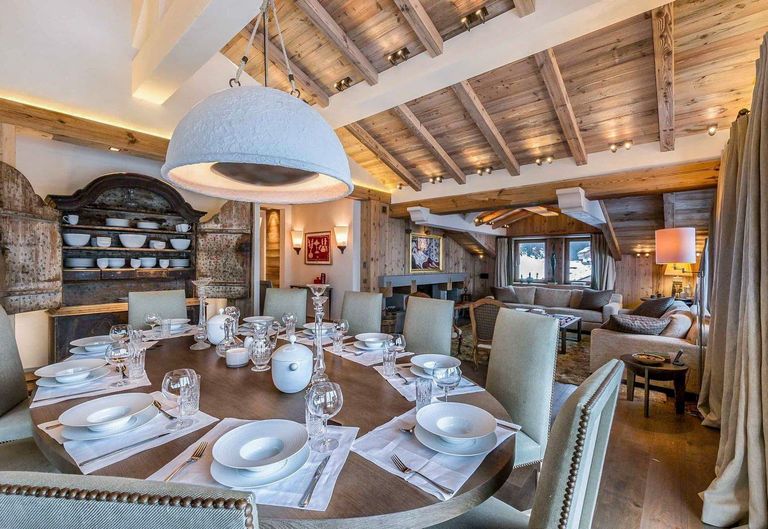 Set dining table in a Ski Chalet