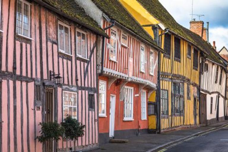 Colourful homes and cottages in Lavenham