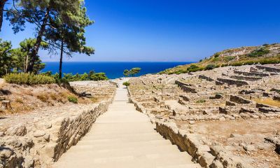Steps leading to the sea in Rhodes, Greece