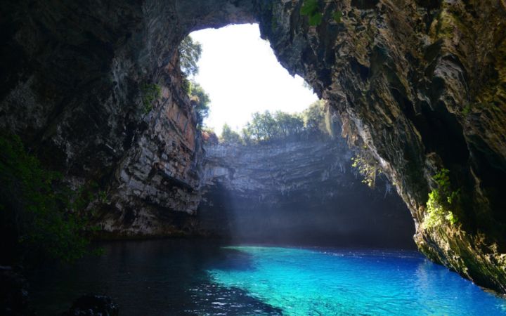 Melissani Cave in Kefalonia, Greece