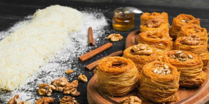 Katafi with Walnuts and Lemon Syrup