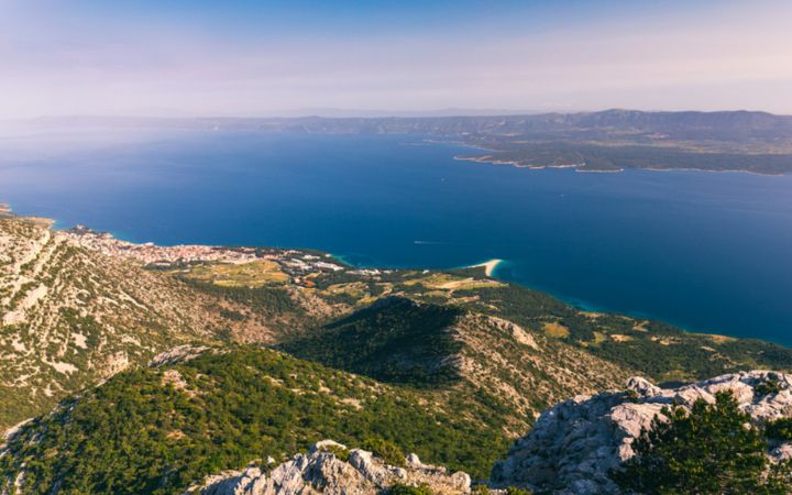 View on mountains and sea from vidova gora on brac island