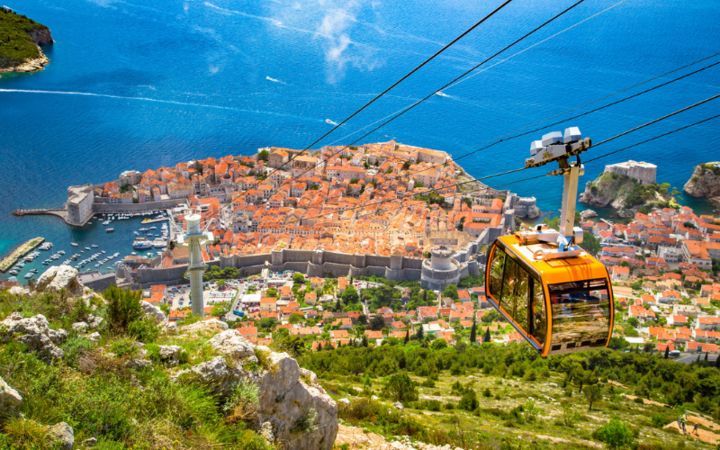 Cable car ascending into Dubrovnik old town