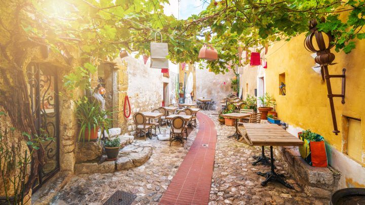 Street In Medieval Eze Village At French Riviera Coast