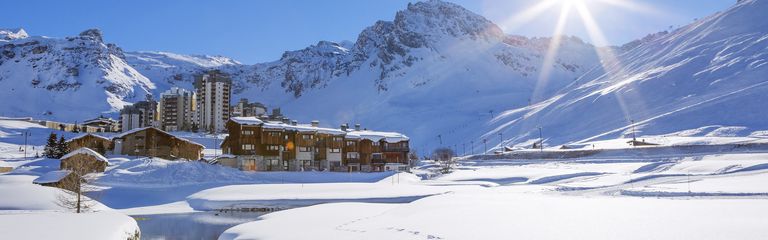 Tignes Village With Sun