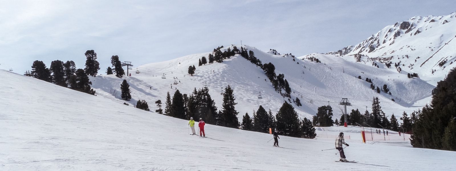 Skiing And Snowboarding In The Mountain Les Arcs La Plagne, France.