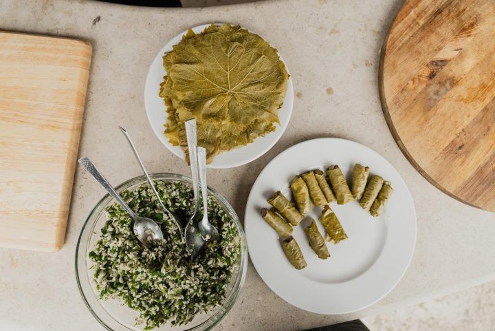 Vineleaves on a plate