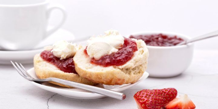 Scone with jam and cream