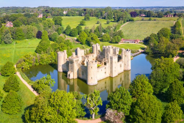 High view of Bodium castle in Kent