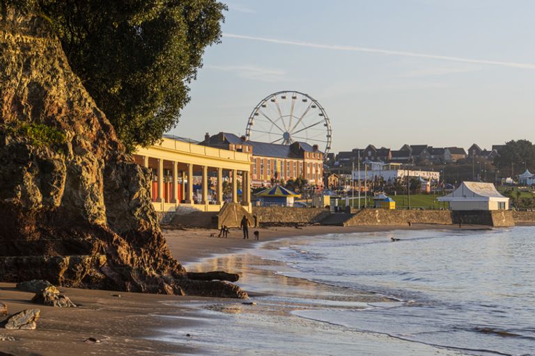 Barry Island with view of beachfront fairground