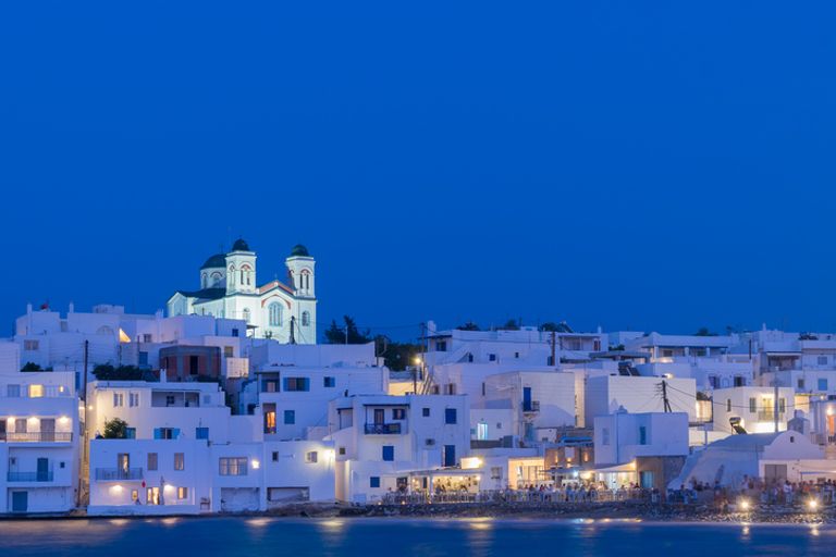 Whitewashed buildings in Naoussa, Paros