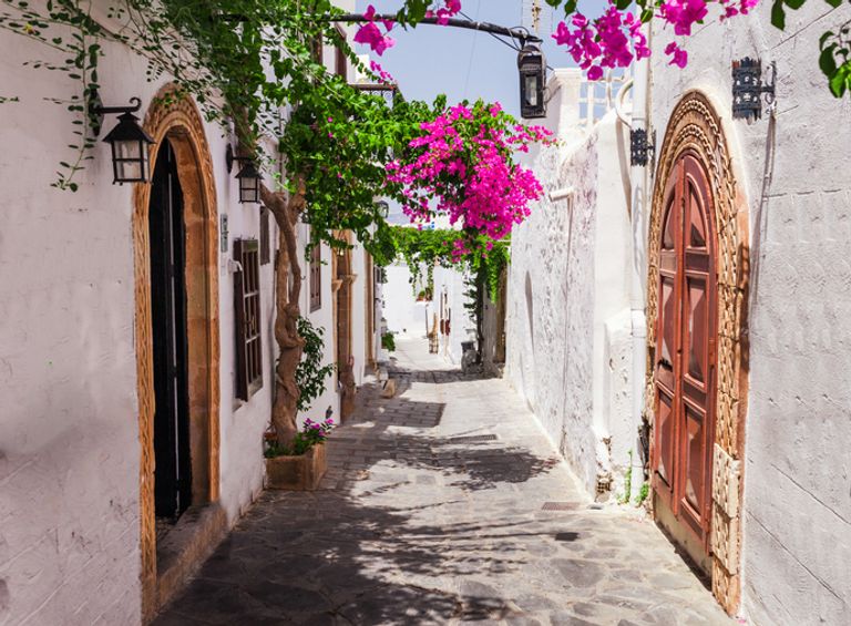 Narrow Street In Lindos Town