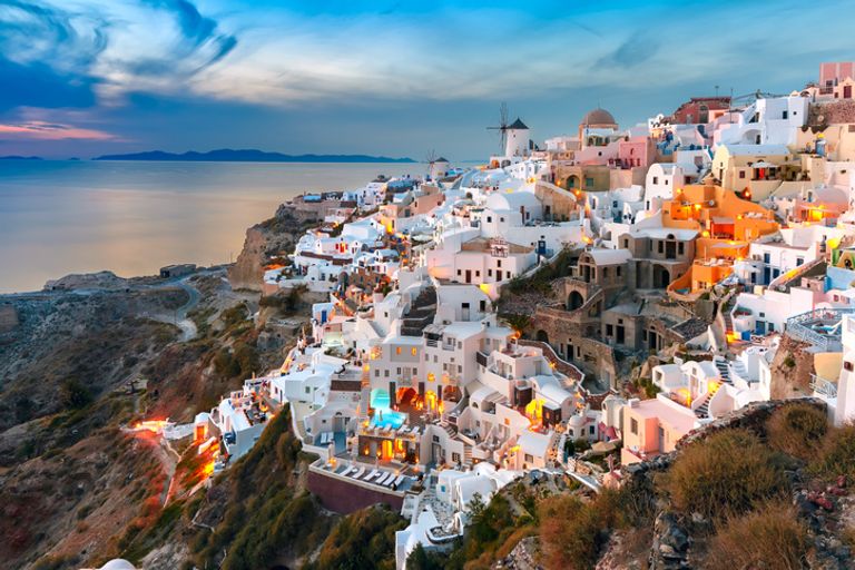 Oia At Sunset, Santorini, Greece