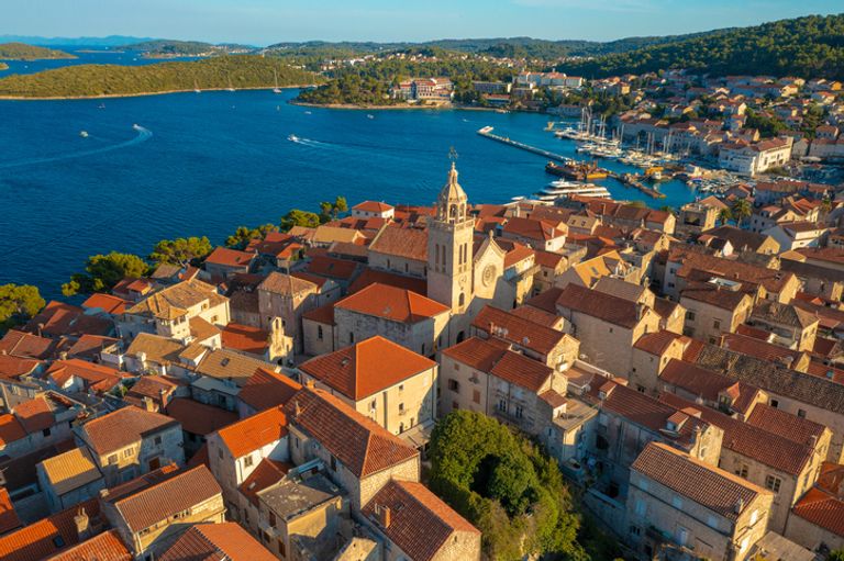 Aerial View Of Korcula Town