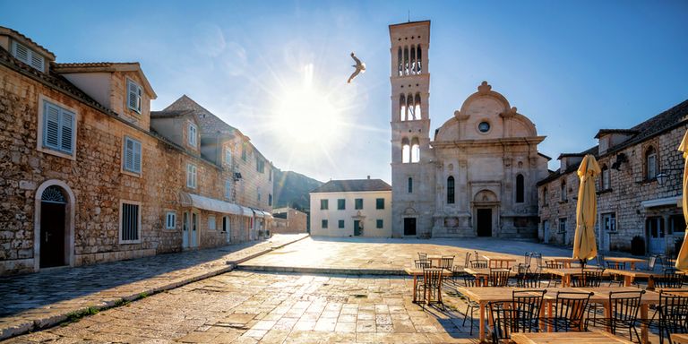 Street view of Hvar Town in Croatia