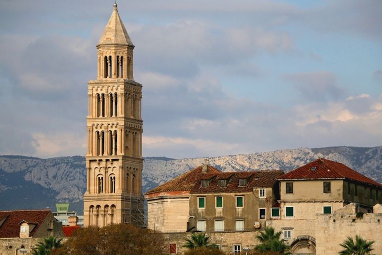 View of historical tower in Split