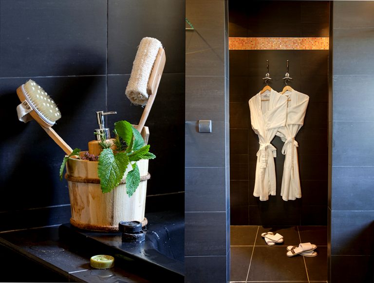 bathroom robes in shower room
