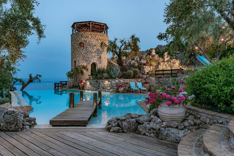 old greek villa with pool