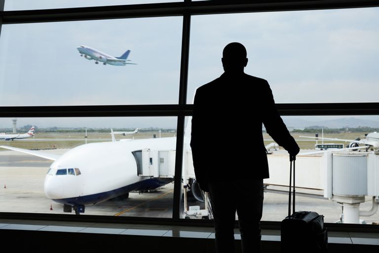 Man silhouette at the airport