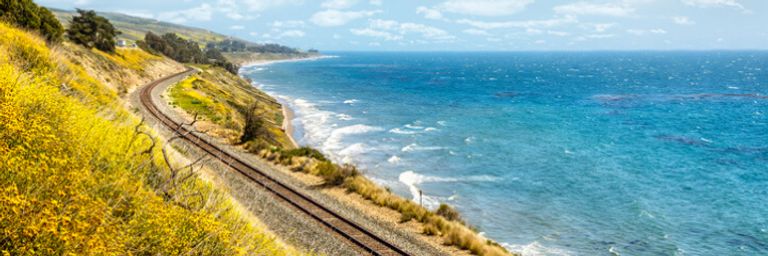 Train track by the sea