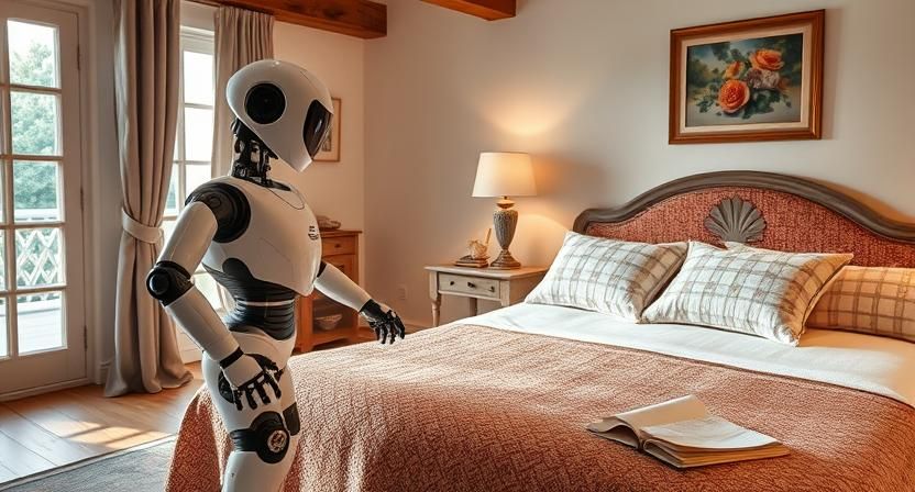 Olibot making beds - luxury villa stays
