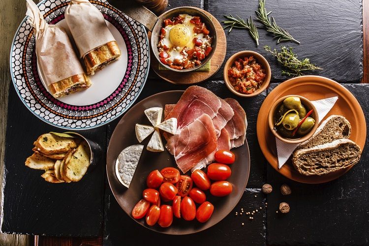Spanish dinner cooked and served on the table