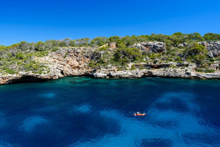 Kayaking in beautiful bay