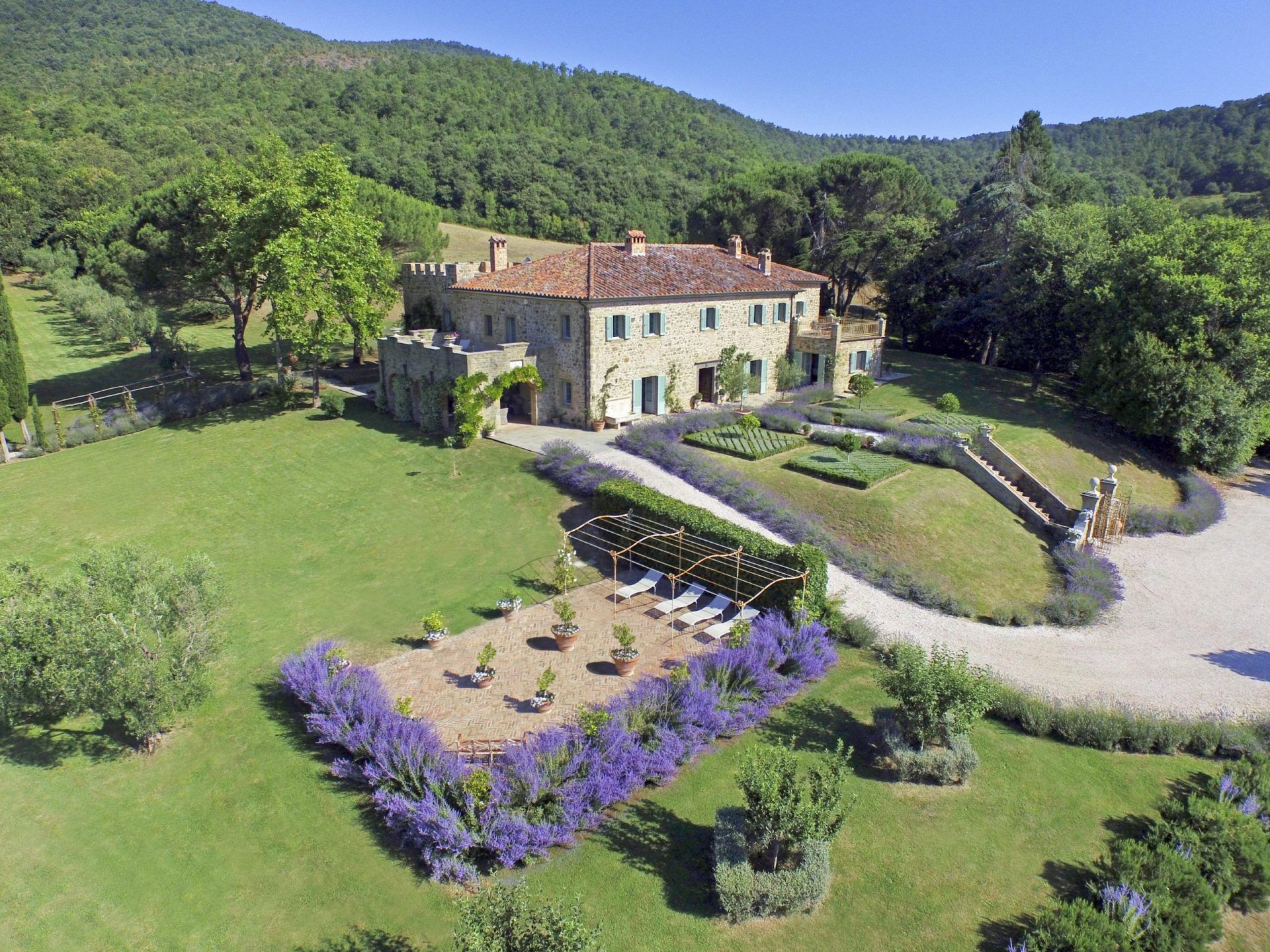 Rural countryside villa with lavender