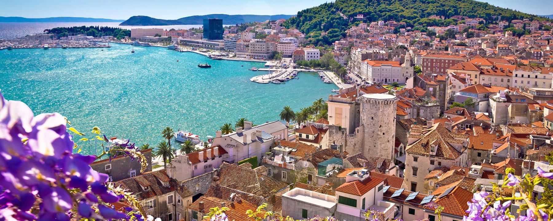 High up shot of Split harbour, Croatia