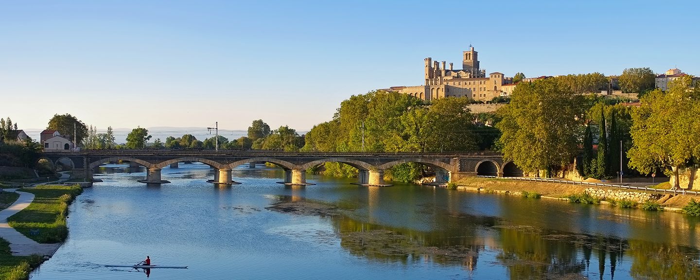 Cathedral And The River Orb In Beziers, France