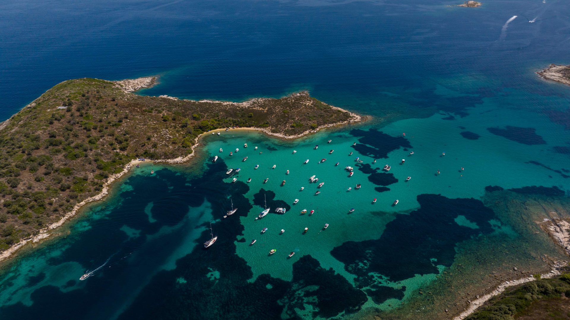 Aerial shot of Diaporos Halkidiki